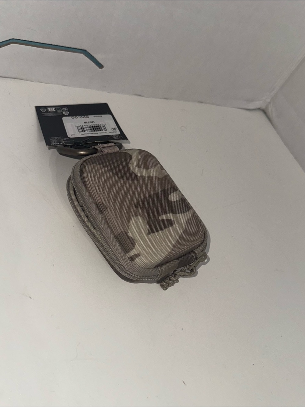 Under Armour Taupe Camo Zip Pouch Keychain